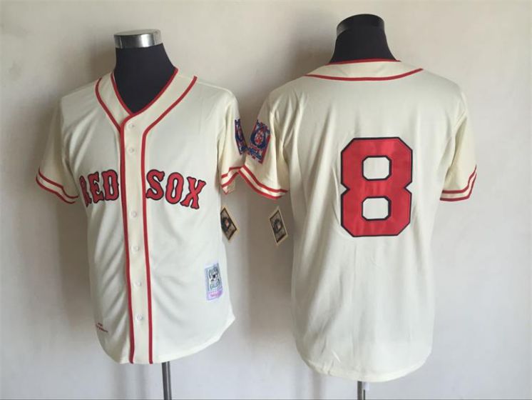 Men Boston Red Sox #8 Carl Yastrzemski Gream Throwback MLB Jerseys->->MLB Jersey